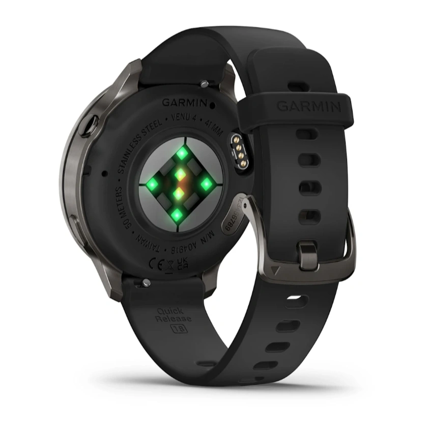 Умные часы Garmin Venu 4 41мм Тёмно-серые с чёрным силиконовым ремешком (010-03013-42). Фото 6