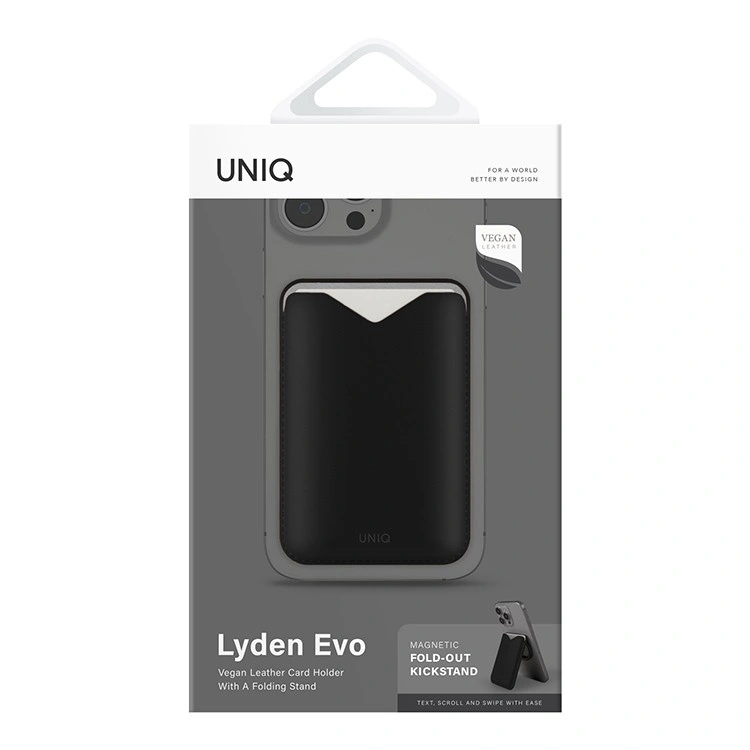 Магнитный бумажник Uniq для iPhone Lyden Evo Magnetic Card Holder, Чёрный (LYDENEVO-DBLACK). Фото 3