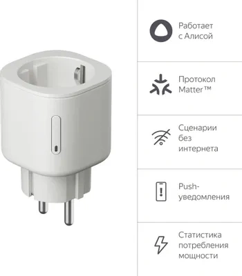 Умная розетка Яндекс Matter, Белая (YNDX-00540WHT). Фото 4