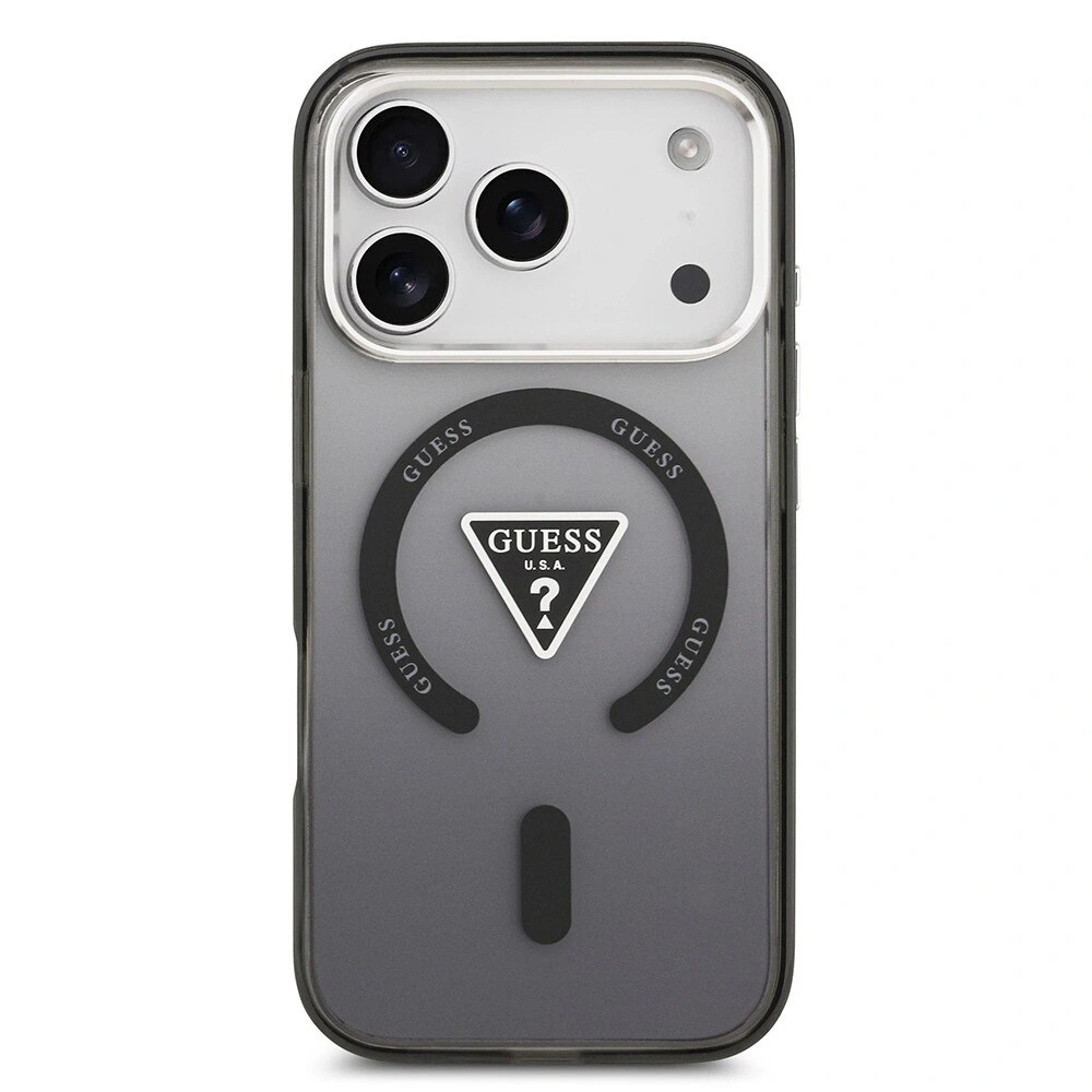Накладка Guess для iPhone 17 Pro Max ML Gradient Triangle logo Metal Cam Hard (MagSafe), Чёрная (GUHMP17XHGTMLCGK). Фото 1