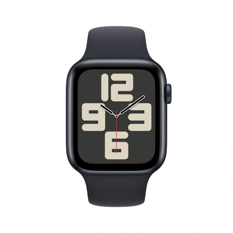 Apple Watch SE 2024, 44 мм, алюминий цвета "тёмная ночь", Midnight Sport Band, размер S/M (MXEJ3). Фото 2