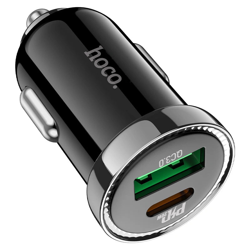 Автомобильное зарядное устройство Hoco Z44 Leading PD20W + QC3.0, Black. Фото 1