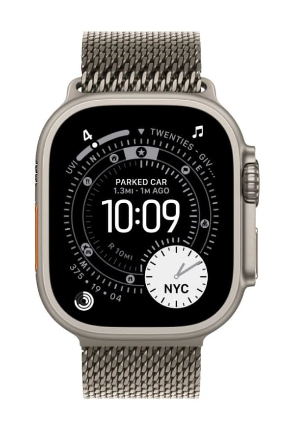 Apple Watch Ultra 3 (2025) GPS+Cellular 49mm, Natural Titanium ремешок "Titanium Milanese Loop", размер L 165–210mm (MF0E4). Фото 2