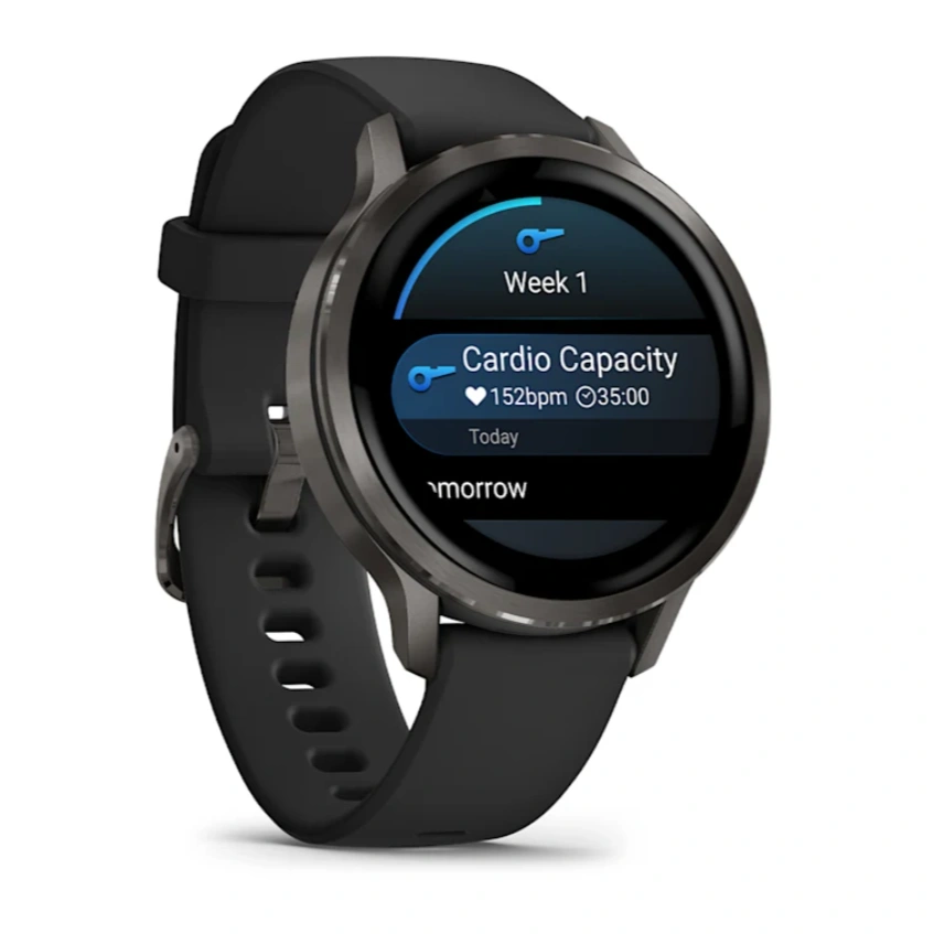 Умные часы Garmin Venu 4 41мм Тёмно-серые с чёрным силиконовым ремешком (010-03013-42). Фото 4
