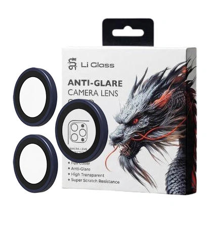 Защитное стекло на камеру Li для iPhone 17 Pro /17 Pro Max Anti-Glare Camera Lens Film, Тёмно-синее. Фото 1