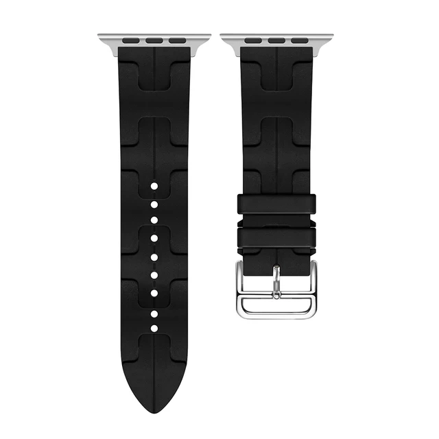 Ремешок для Apple Watch 38/40/41мм Silicone Ermes, Чёрный. Фото 1
