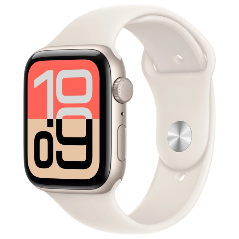 Apple Watch SE 3 2025, 40 мм, алюминий цвета "Starlight", Sport Band "Starlight" размер M/L (MEH54). Фото 1