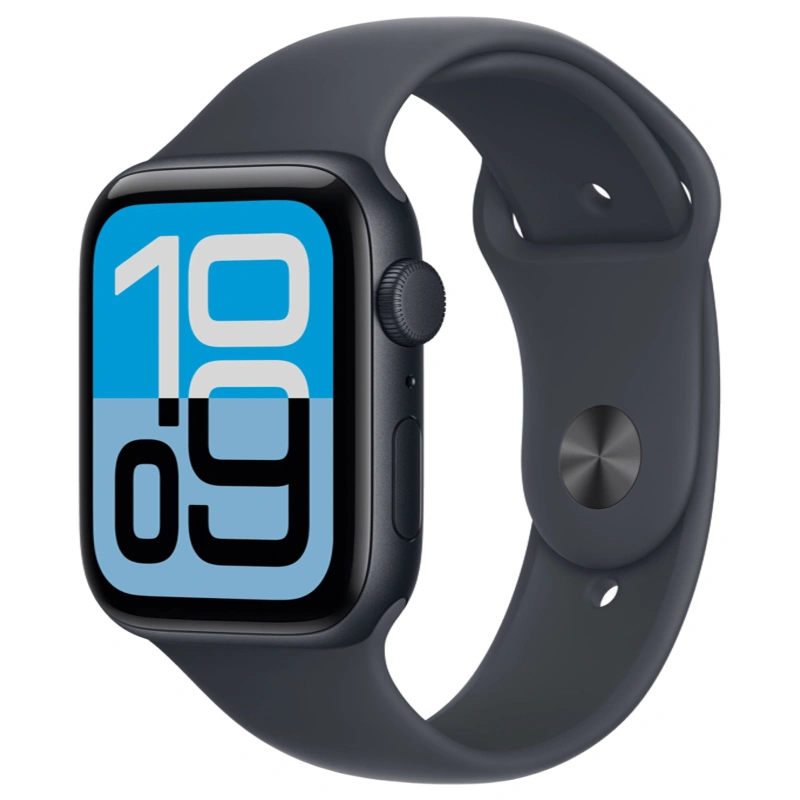 Apple Watch SE 3 2025, 44 мм, алюминий цвета "Midnight", Sport Band "Midnight" размер M/L (MEHQ4). Фото 1