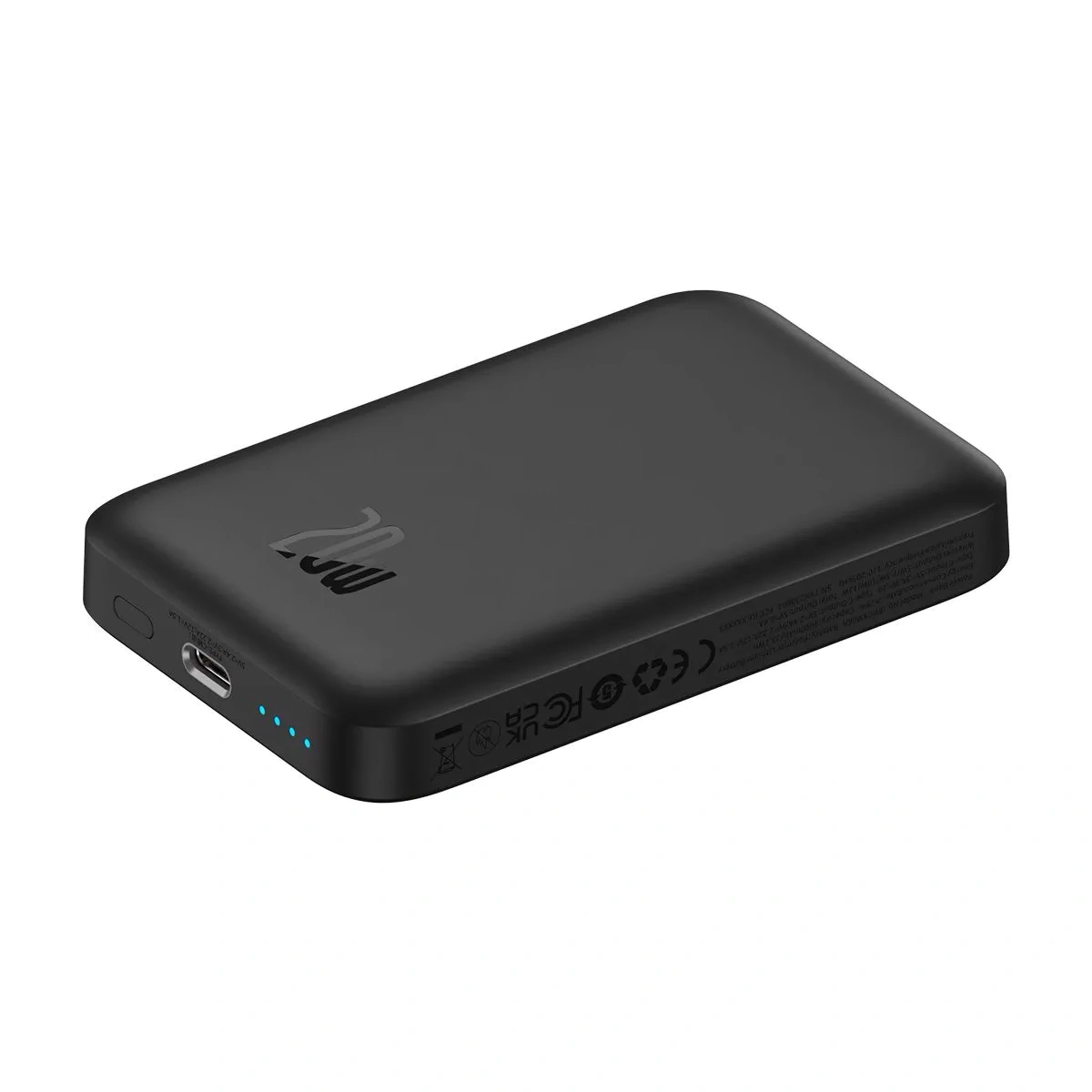 Внешний аккумулятор Baseus Magnetic Mini Air Wireless Fast Charge Power Bank 6000mah 20W с кабелем, Чёрный (P10059003112-00). Фото 5