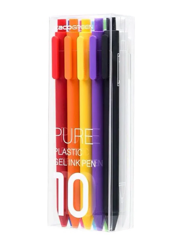 Набор гелевых ручек KACO Pure Plastic Gel Ink Pen K1015 (10 шт), Цветные. Фото 1