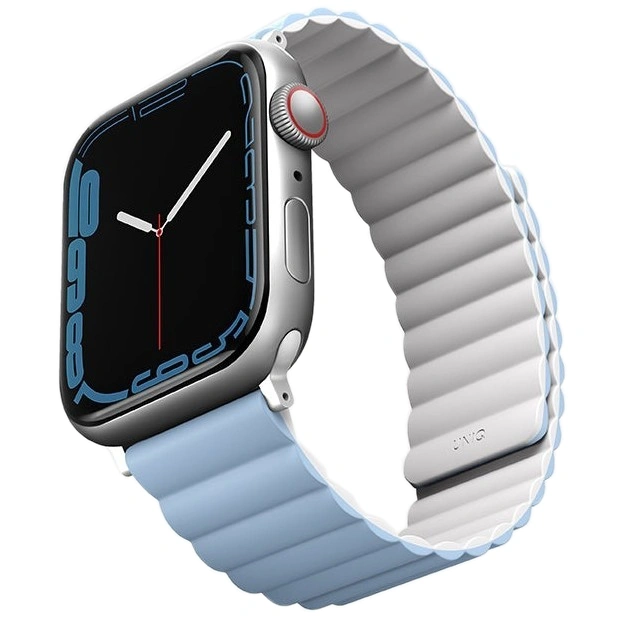 Ремешок Uniq Revix Reversible Magnetic Silicone Strap для Apple Watch 38/40/41/42мм, Белый, голубой (41MM-REVWHTBLU). Фото 1
