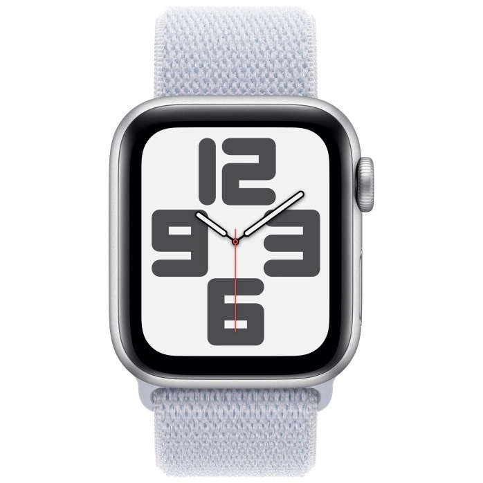Apple Watch SE 2024, 40 мм, алюминий цвета "Серебро", Blue Cloud Sport Loop (MXEE3). Фото 2
