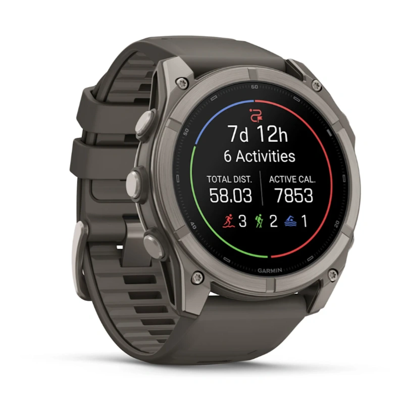Умные часы Garmin Fenix 9 51мм, АMOLED, Титан с чёрно-серым силиконовым ремешком (010-04763-00). Фото 3