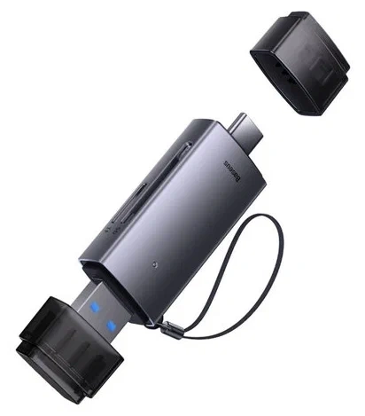 Картридер Baseus Lite Series USB-A & Type-C to SD/TF Card Reader, Серый (WKQX060113). Фото 3