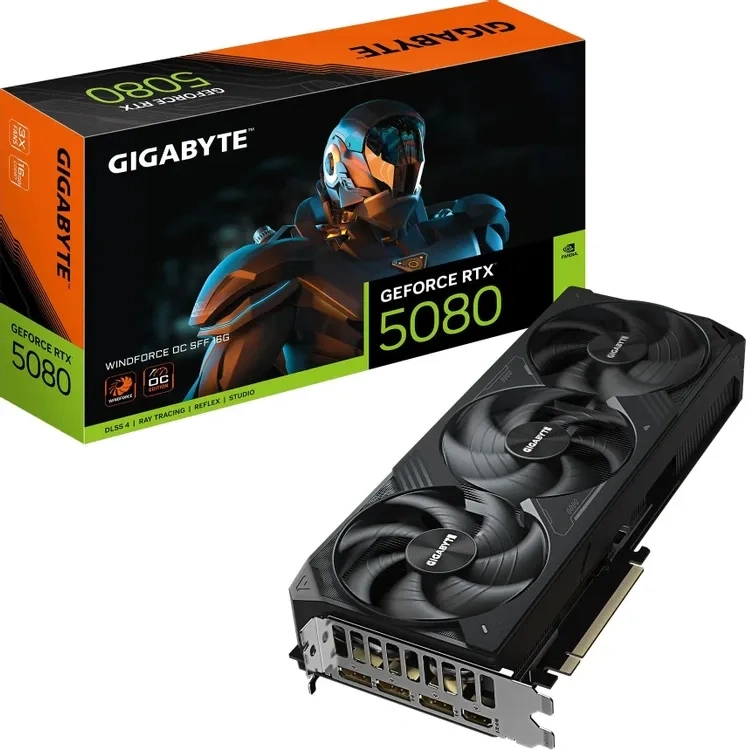 Видеокарта Gigabyte GeForce RTX 5080 WINDFORCE OC SFF 16GB GDDR7 256 bit PCIe 5.0. Фото 6