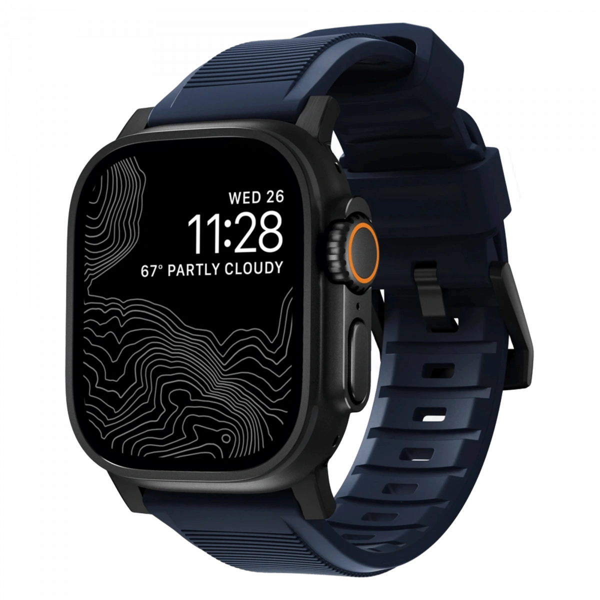 Ремешок Nomad Rugged Band для Apple Watch 42/44/45/49мм, Black/Atlantic Blue (NM01295785). Фото 1