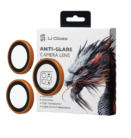Защитное стекло на камеру Li для iPhone 17 Pro /17 Pro Max Anti-Glare Camera Lens Film, Оранжевое. Фото 1