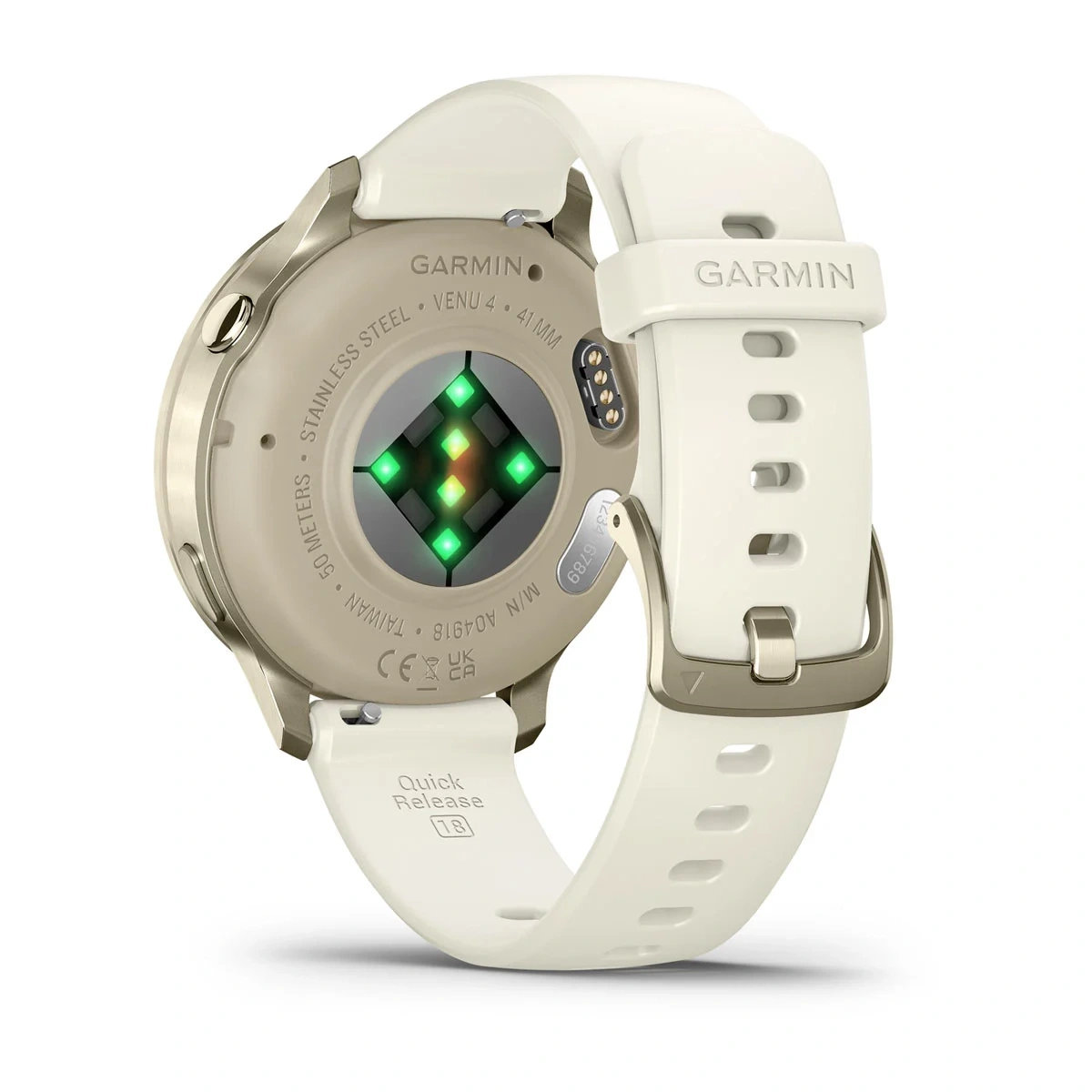Умные часы Garmin Venu 4 41мм  Лунно-золотистые с силиконовым ремешком цвета слоновой кости (010-03013-00). Фото 6