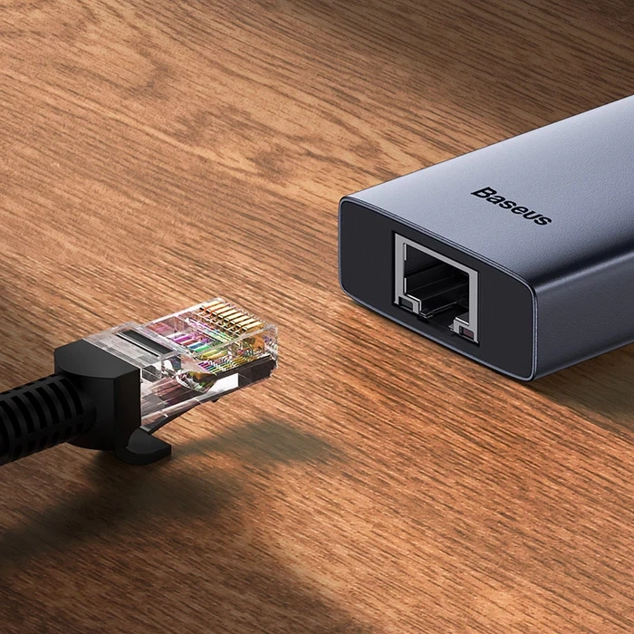 Хаб Baseus UltraJoy Series 7-Port HUB Docking Station (Type-C to HDMI4K@60Hz*1 + USB3.0*2 + PD*1 + RJ45*1 + SD/TF3.0*1), Серый (B00052805813-00). Фото 3
