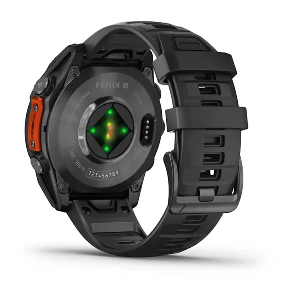 Умные часы Garmin Fenix 8 47mm, Sapphire, Carbon Gray DLC Titanium with Black/Pebble Gray Silicone Band. Фото 5