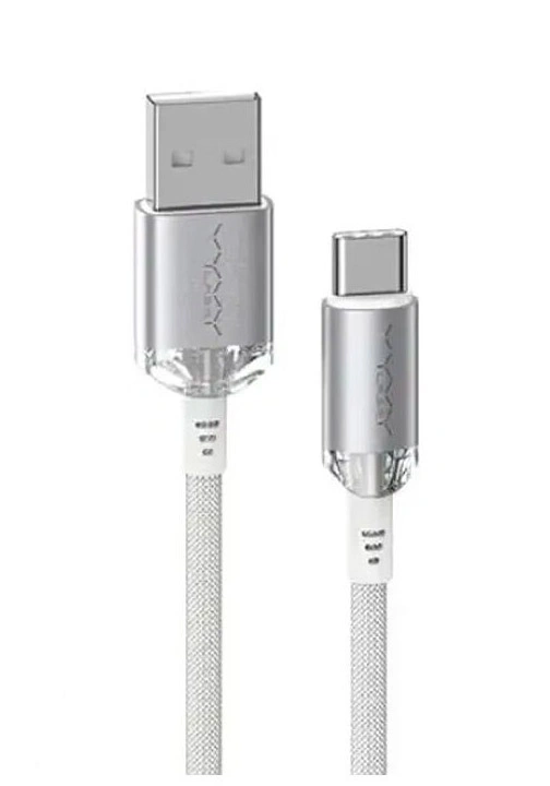 Кабель Vyvylabs Crystal Series Fast Charging Data Cable USB to Type-C 3A 1м, Белый (VCSUC-01). Фото 1