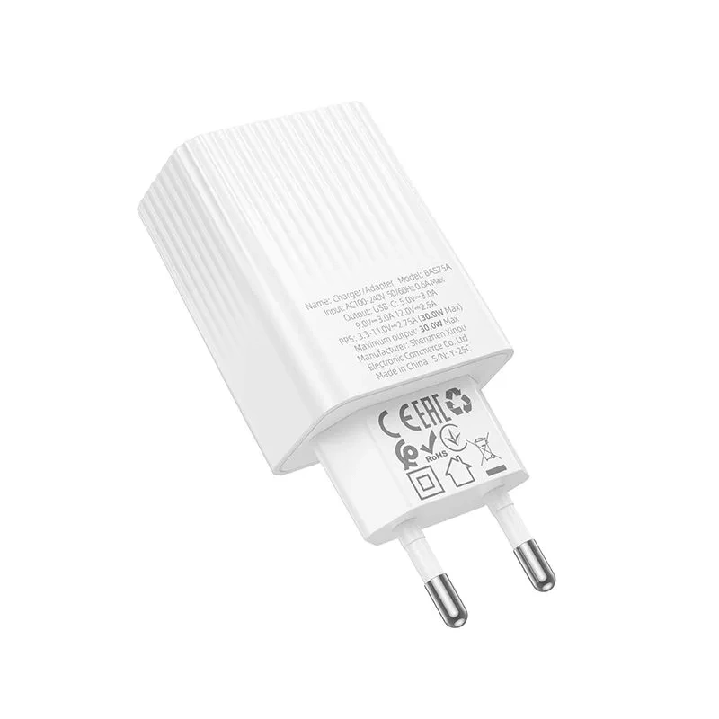 Сетевое зарядное устройство Borofone BAS75A USB-C 30Вт, Белое. Фото 2