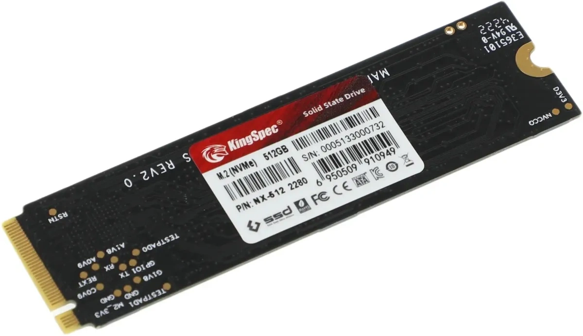 SSD накопитель KINGSPEC NX-512 512ГБ, M.2 2280, PCIe 3.0 x4, NVMe, M.2. Фото 3