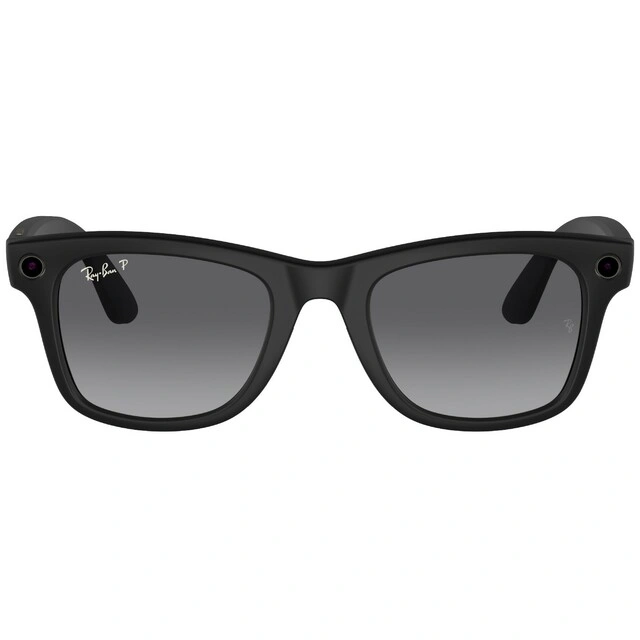 Умные очки Ray Ban Wayfarer RW4008 Матовый черный / Поляризационные градиентные графитовые L 155-53мм (601/ST353). Фото 2
