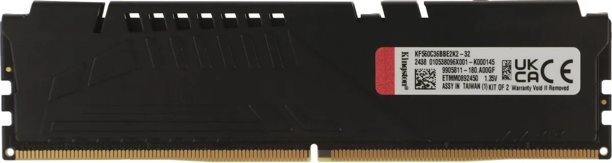 Оперативная память Kingston FURY Beast Black 32Гб, DDR5, 2х16 ГБ, 6000 МГц, 36-44-44 (KF560C36BBE2K2-32). Фото 3