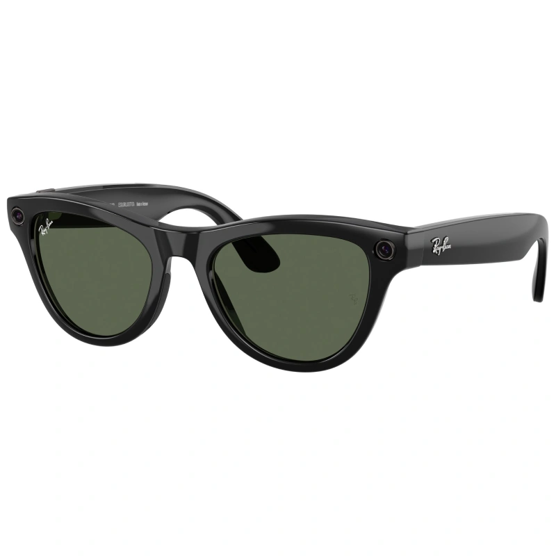 Умные очки Ray Ban Skyler (Gen 1) RW4010 Чёрный глянцевый/Линзы G15 зелёного оттенка M 150-52mm (601/7152). Фото 1