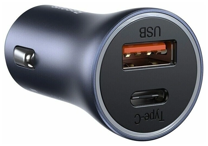 Автомобильное зарядное устройство Baseus Golden Contactor Pro Dual Quick Charger Type C - USB 40W, Тёмно-серое (CCJD-0G). Фото 2