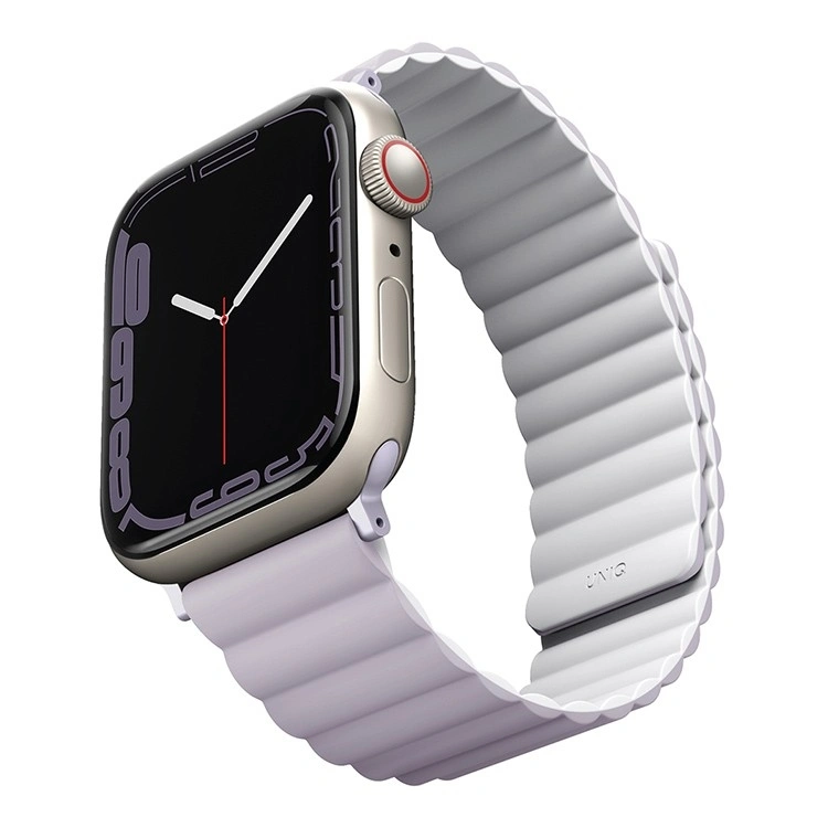 Ремешок Uniq Revix Reversible Magnetic Silicone Strap для Apple Watch 44/45/46/49мм, Лиловый/Белый (45MM-REVLILWHT). Фото 1