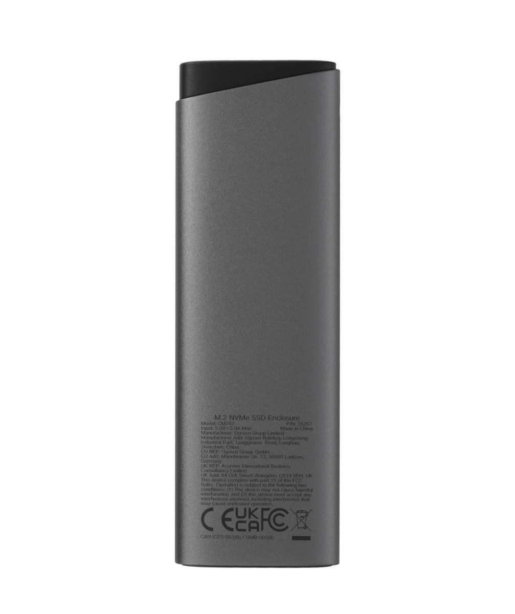 Корпус SSD Ugreen CM767 M.2NVME с кабелем USB-C-USB-C, 10 Гбит/с, Серый. Фото 2