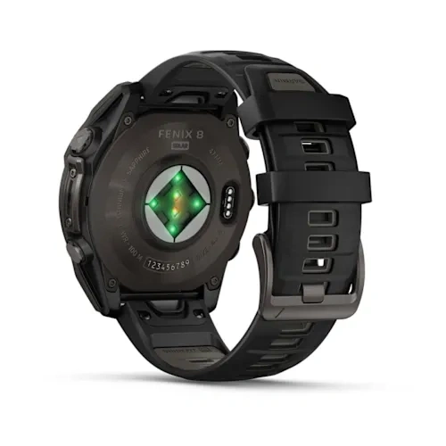 Умные часы Garmin Fenix 8 47mm, Solar, Sapphire, Carbon Gray DLC Titanium with Black/Pebble Gray Silicone Band (010-02906-11). Фото 3