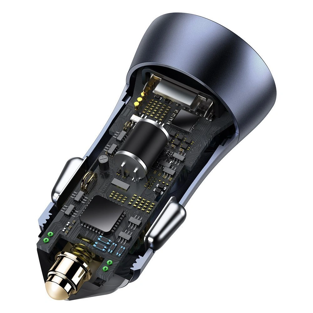 Автомобильное зарядное устройство Baseus Golden Contactor Pro Dual Quick Charger Car Charger U+U 40W (CCJD-A0G), Тёмно-серое. Фото 3