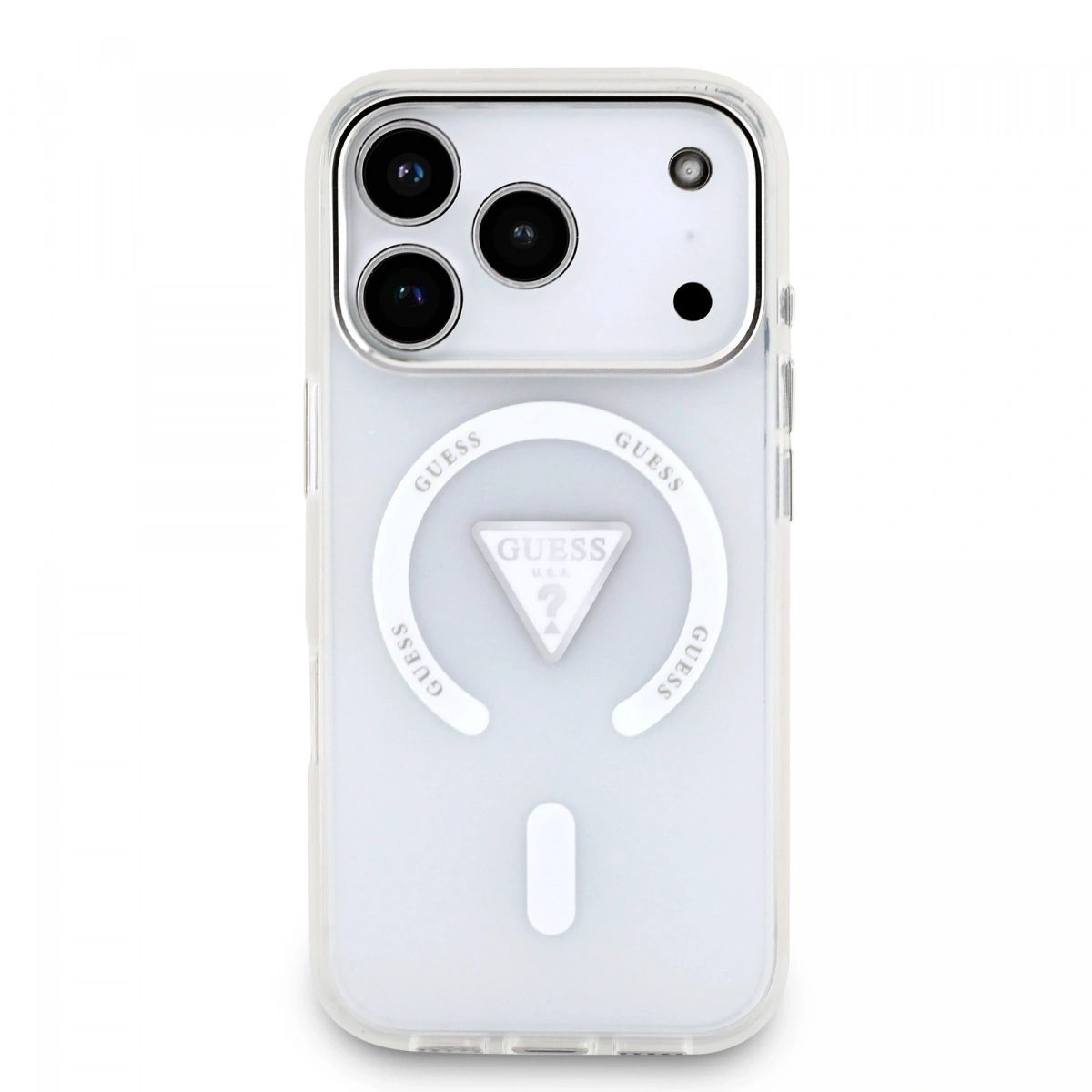 Накладка Guess для iPhone 17 Pro IML Gradient Triangle logo Metal Cam Hard (MagSafe), Прозрачная(GUHMP17LHGTMLCGT). Фото 3