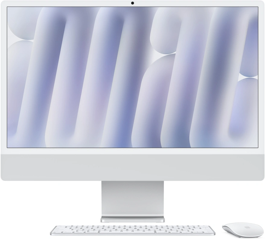 Apple iMac 24" Retina 4,5K, (MWUC3RU/A) (M4, 8-ядер CPU, 8-ядер GPU, 16 ГБ, 256 ГБ SSD, 2024), Серебристый. Фото 1
