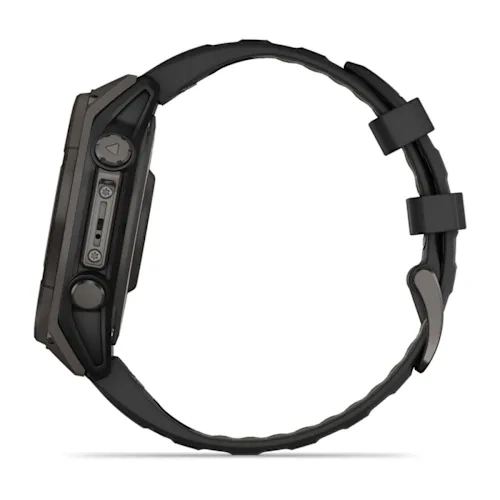 Умные часы Garmin Fenix 8 47mm, Solar, Sapphire, Carbon Gray DLC Titanium with Black/Pebble Gray Silicone Band (010-02906-11). Фото 4