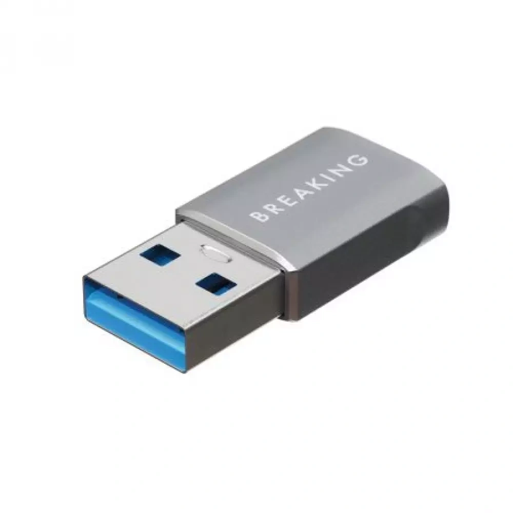 Адаптер-переходник Breaking USB-A - USB-C, Grey. Фото 1