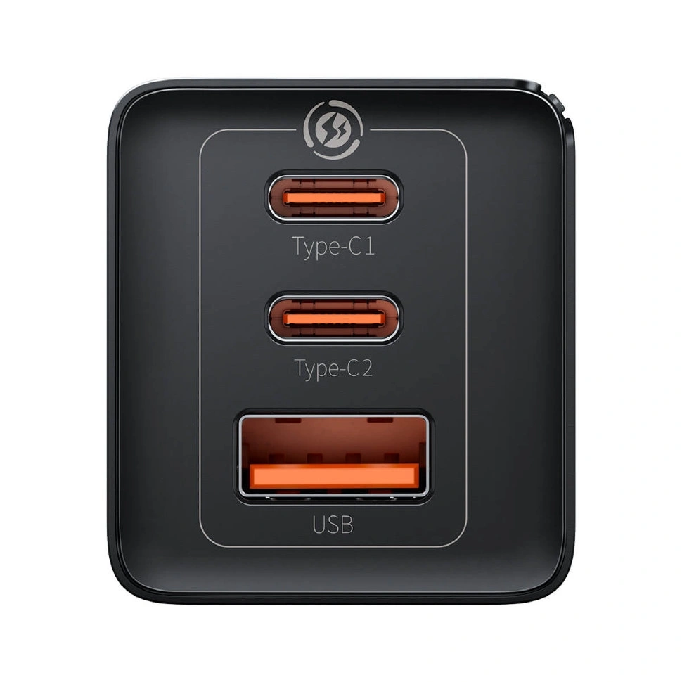 Сетевое зарядное устройство Baseus GaN5 Pro Fast Charger 2C+U 65W, Black (CCGP120201). Фото 2