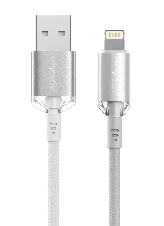 Кабель Vyvylabs Crystal Series Fast Charging Data Cable USB to iP 2.4A 1м, Белый (VCSUL-01). Фото 1