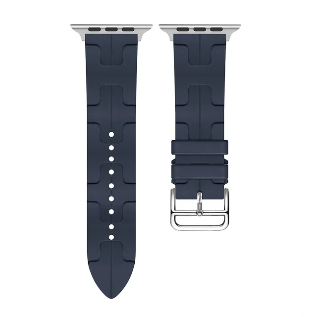 Ремешок Silicone Ermes для Apple Watch 42/44/45/49мм, Тёмно-синий. Фото 1