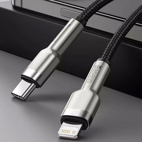 Кабель Baseus Cafule Series Metal Data Cable Type-C to iP PD 20W 1m, Белый (CATLJK-A02)